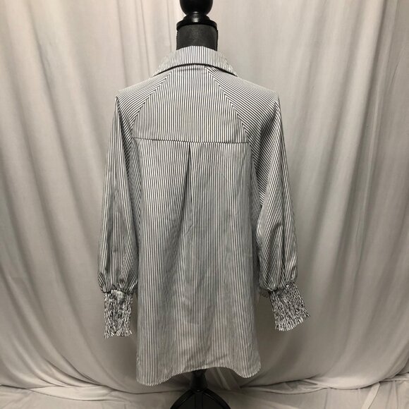 Jules & James Shirt Womens Size Medium Oversized Black White Striped Long Sleeve - Picture 4 of 9